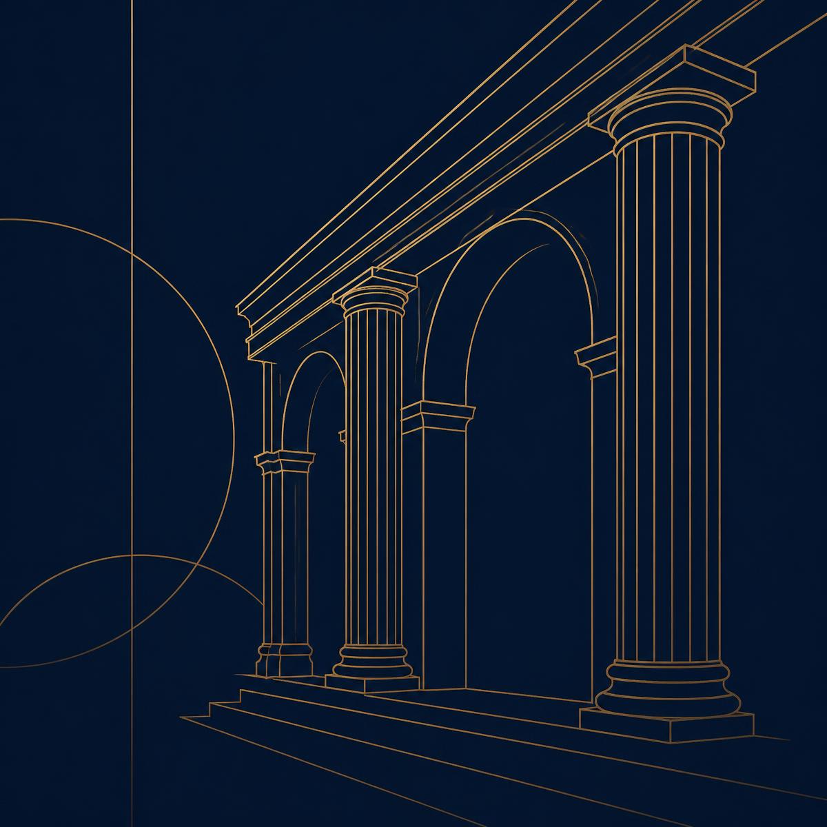 Line illustration of classical courthouse columns